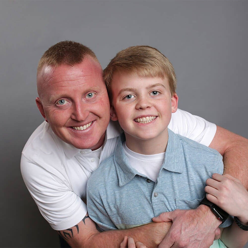 Dad and Son smiling